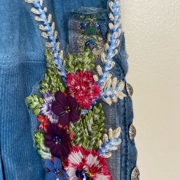 Soft Surroundings AVA Maxi Size Medium Dress Beaded EMBROIDERED Crochet Boho - Picture 9 of 15